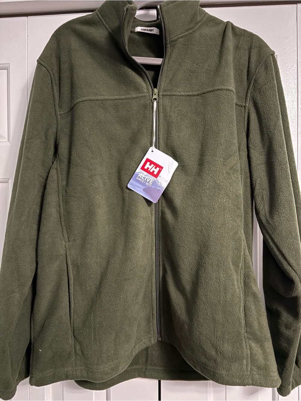 NWT Helly Hansen Olive Green Full-Zip Fleece Jacket, men’s M Lynx